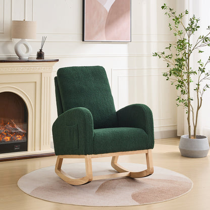 Green Sherpa Rocking Chair with Side Pocket - 1st Choice Furniture Direct