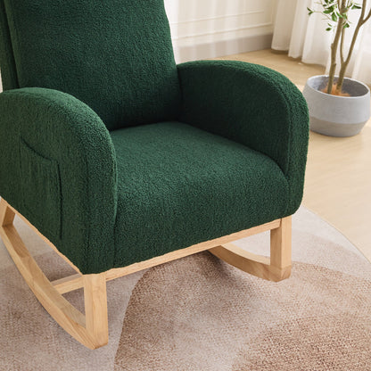 Green Sherpa Rocking Chair with Side Pocket - 1st Choice Furniture Direct