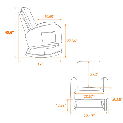 Green Sherpa Rocking Chair with Side Pocket - 1st Choice Furniture Direct