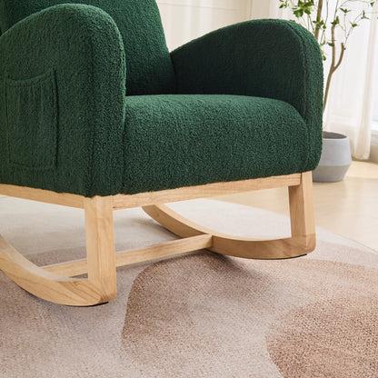 Green Sherpa Rocking Chair with Side Pocket - 1st Choice Furniture Direct