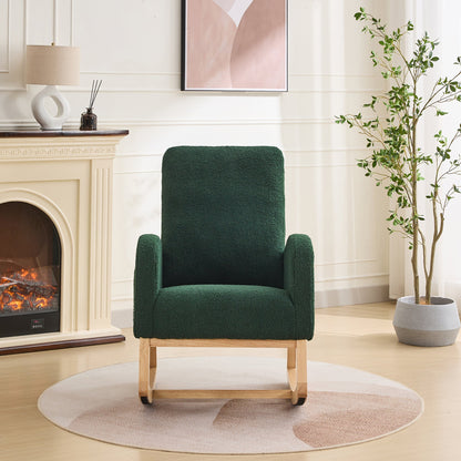 Green Sherpa Rocking Chair with Side Pocket - 1st Choice Furniture Direct