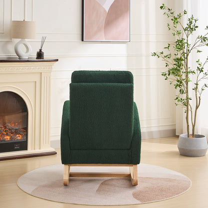 Green Sherpa Rocking Chair with Side Pocket - 1st Choice Furniture Direct