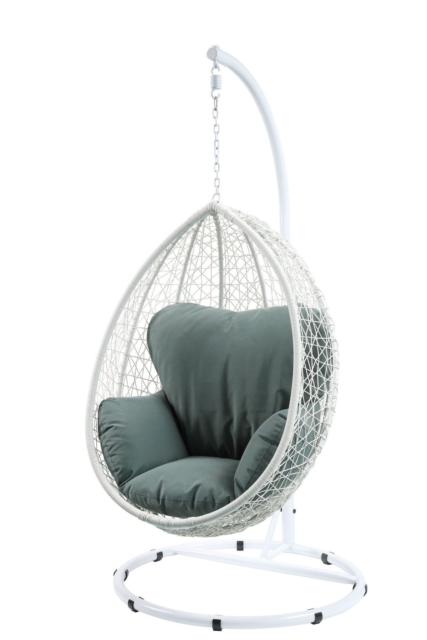 Green Wicker Hanging Egg Chair with Stand - 1st Choice Furniture Direct