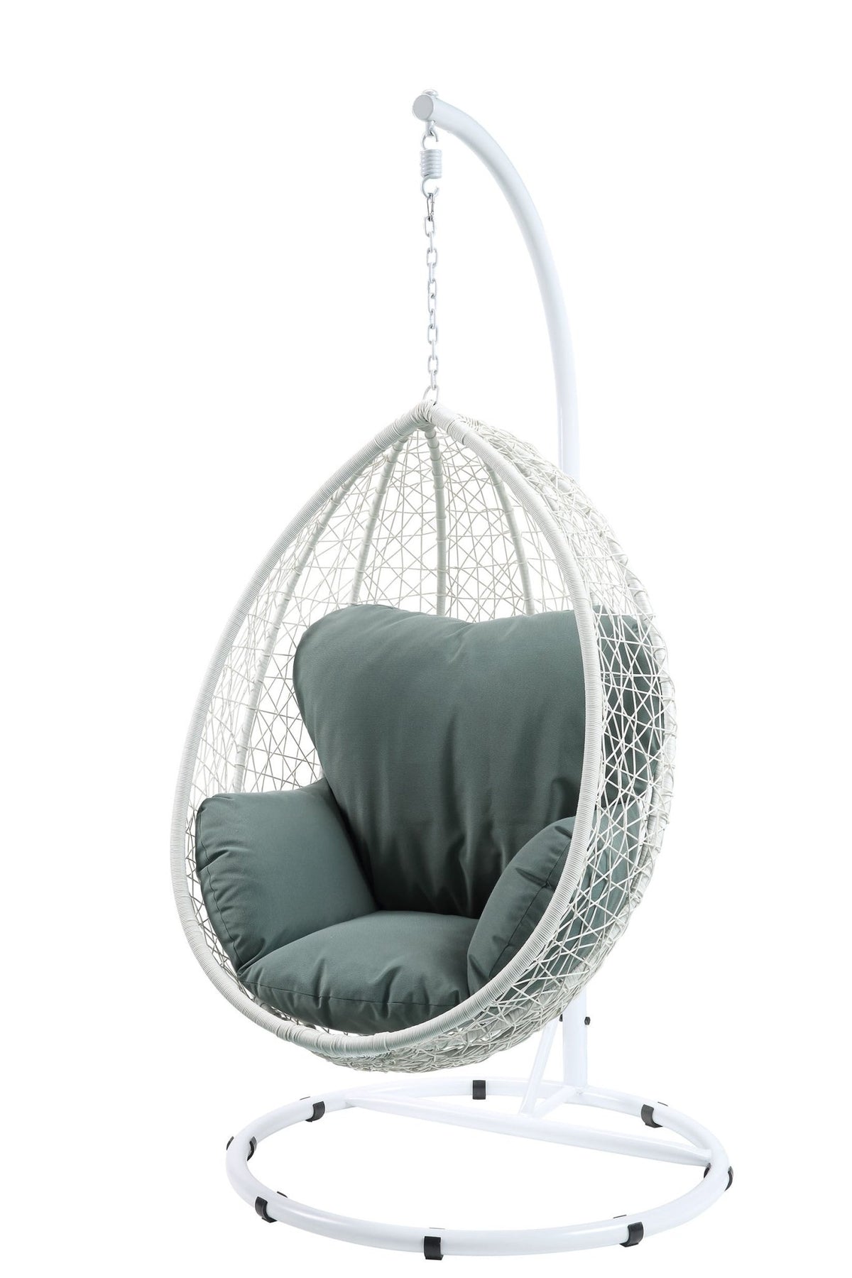 Green Wicker Hanging Egg Chair with Stand - 1st Choice Furniture Direct