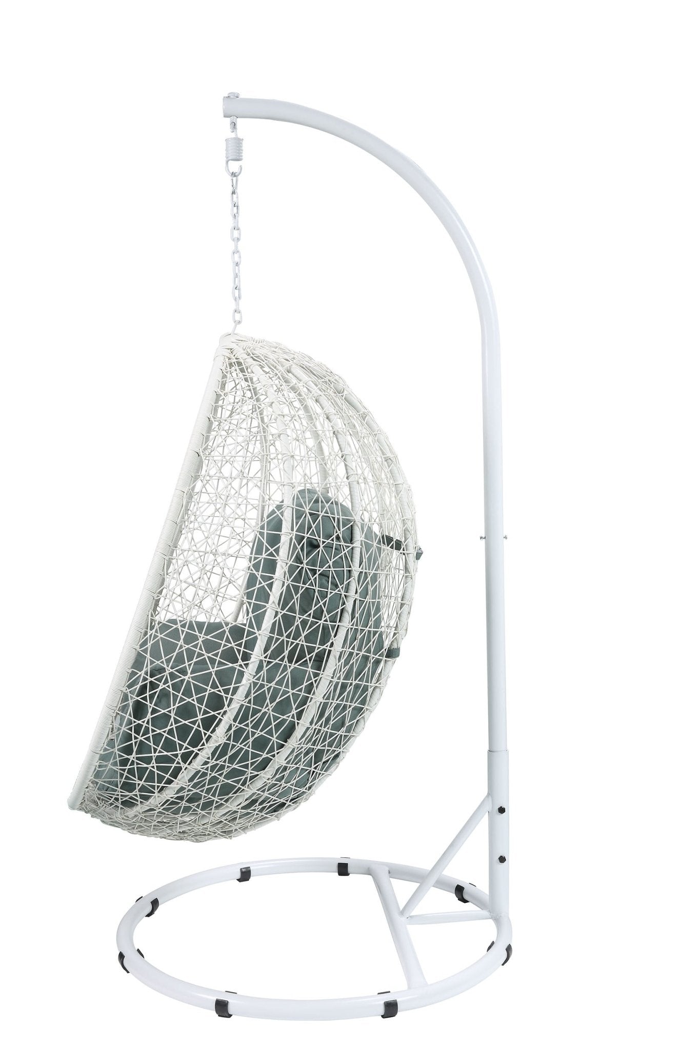 Green Wicker Hanging Egg Chair with Stand - 1st Choice Furniture Direct