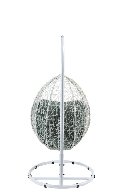 Green Wicker Hanging Egg Chair with Stand - 1st Choice Furniture Direct
