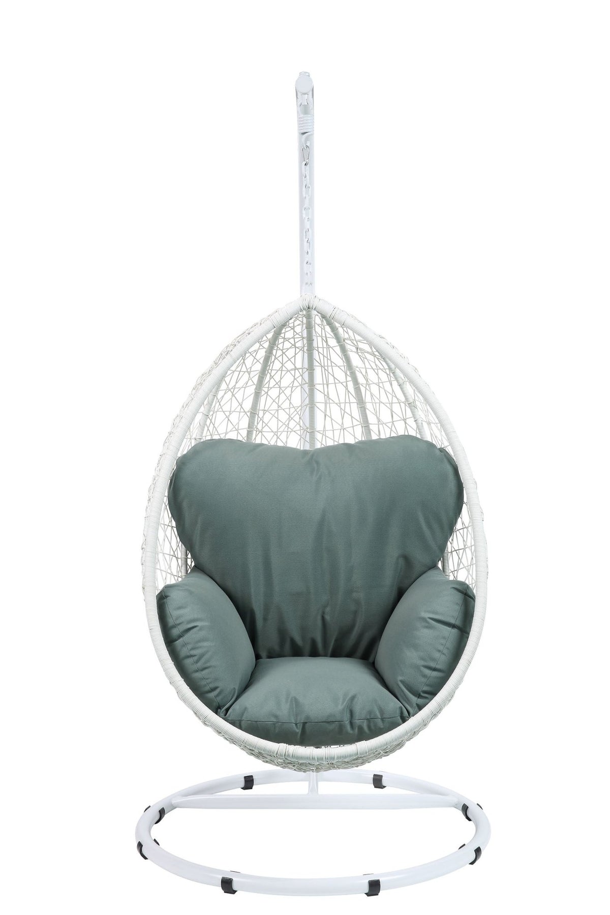 Green Wicker Hanging Egg Chair with Stand - 1st Choice Furniture Direct
