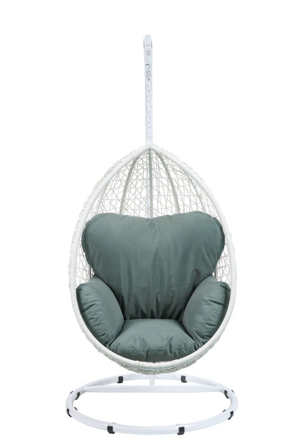 Green Wicker Hanging Egg Chair with Stand - 1st Choice Furniture Direct
