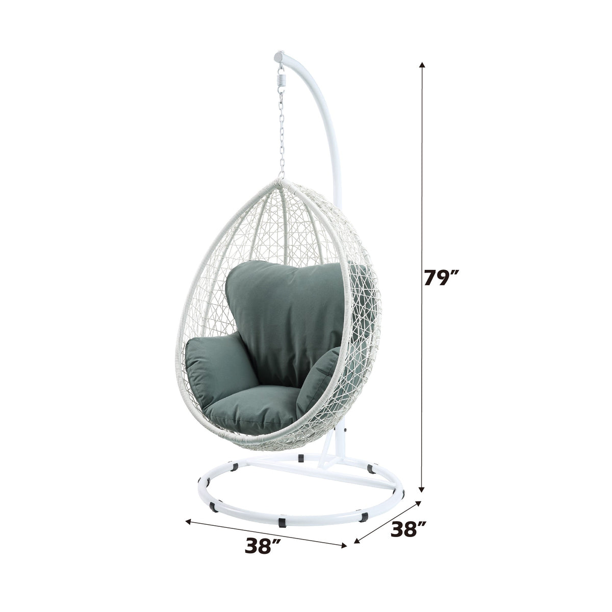 Green Wicker Hanging Egg Chair with Stand - 1st Choice Furniture Direct