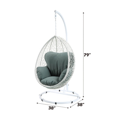 Green Wicker Hanging Egg Chair with Stand - 1st Choice Furniture Direct
