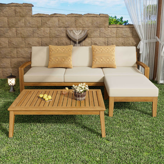 GRENADA L Shape 3pcs Acacia Sectional Patio Sofa Set - 1st Choice Furniture Direct