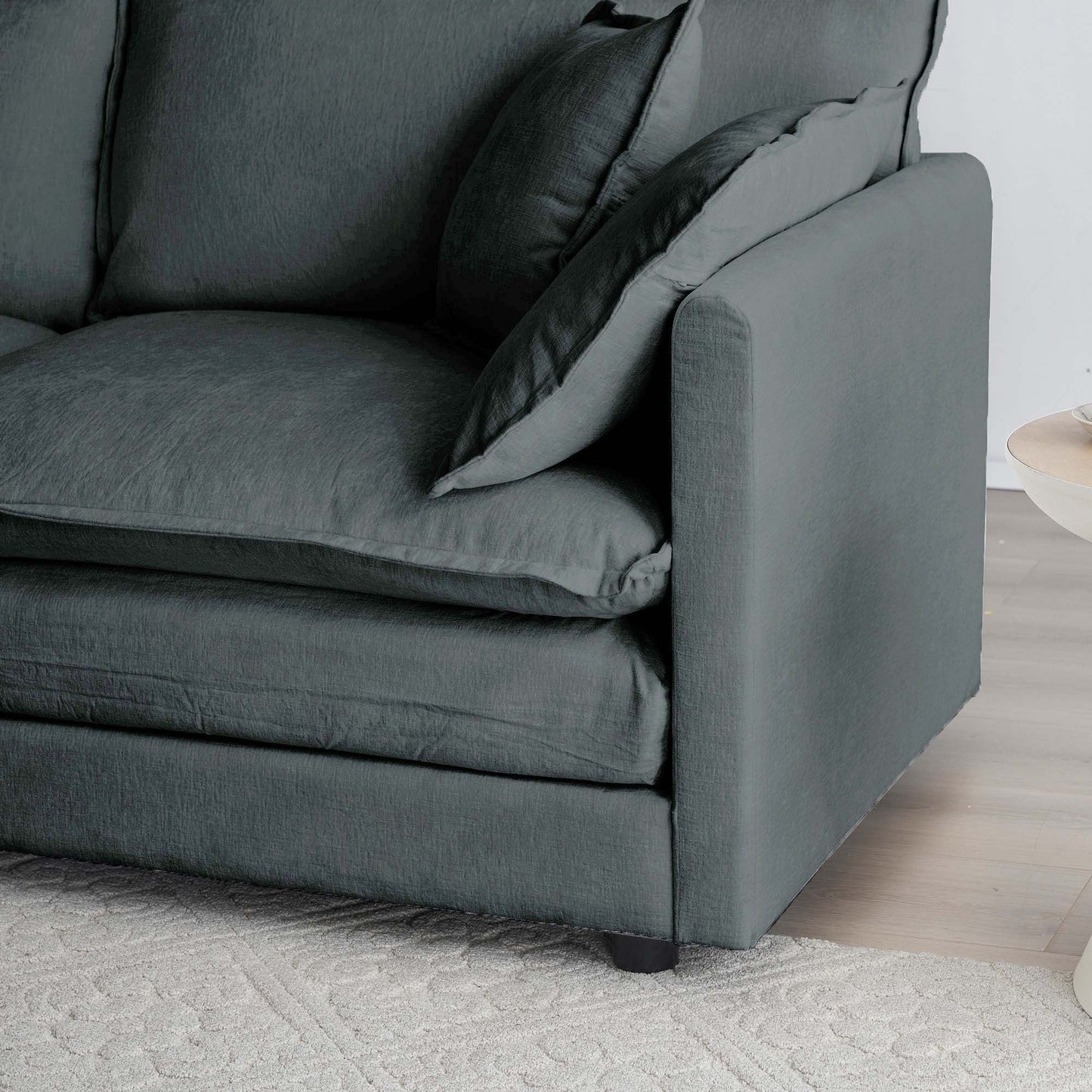 Grey Chenille Ottoman Footrest | Modern Modular Ottoman for Living Room (35") - 1st Choice Furniture Direct