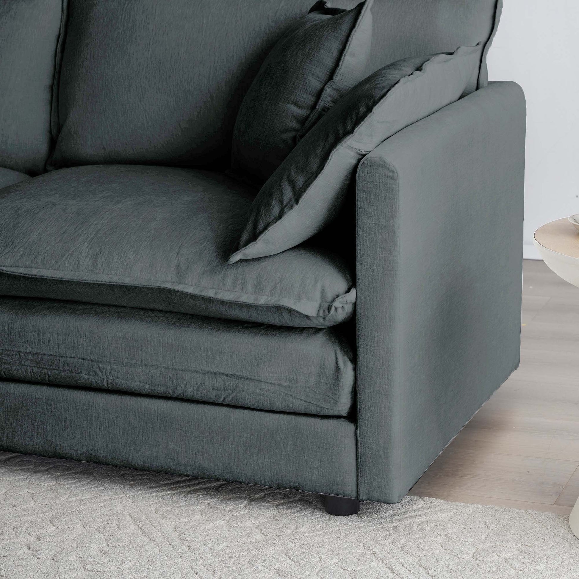 Grey Chenille Ottoman Footrest | Modern Modular Ottoman for Living Room (35") - 1st Choice Furniture Direct