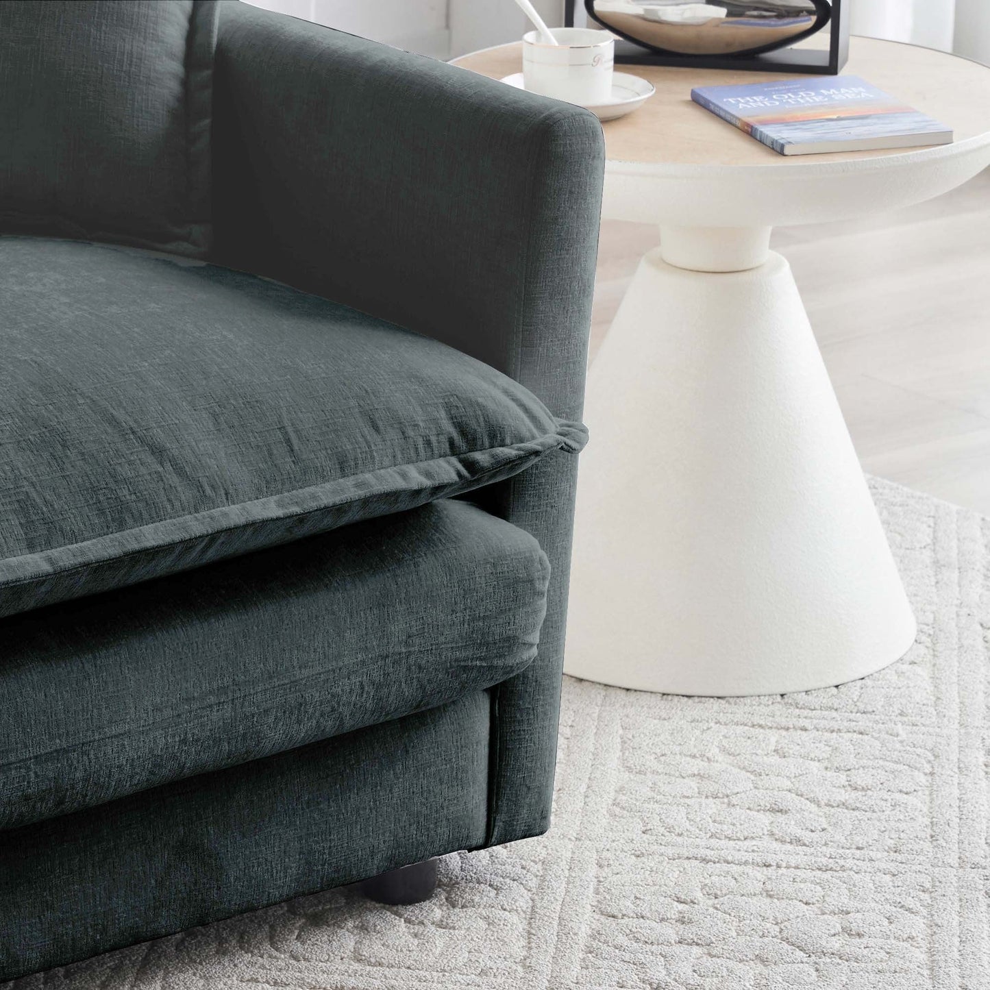 Grey Chenille Ottoman Footrest | Modern Modular Ottoman for Living Room (35") - 1st Choice Furniture Direct