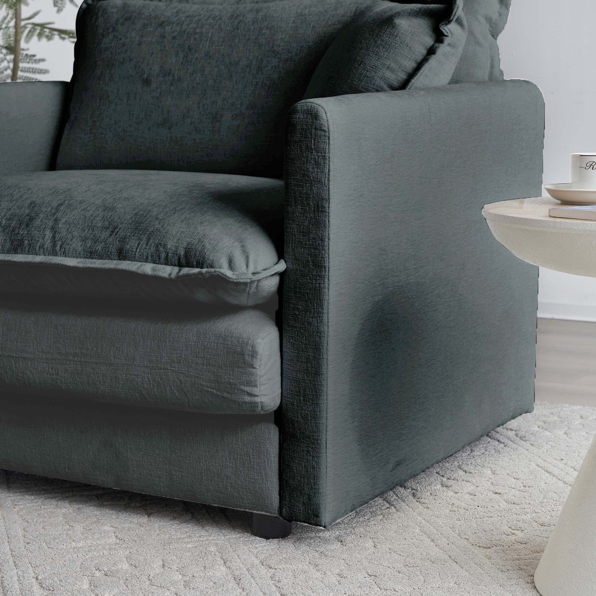 Grey Chenille Ottoman Footrest | Modern Modular Ottoman for Living Room (35") - 1st Choice Furniture Direct