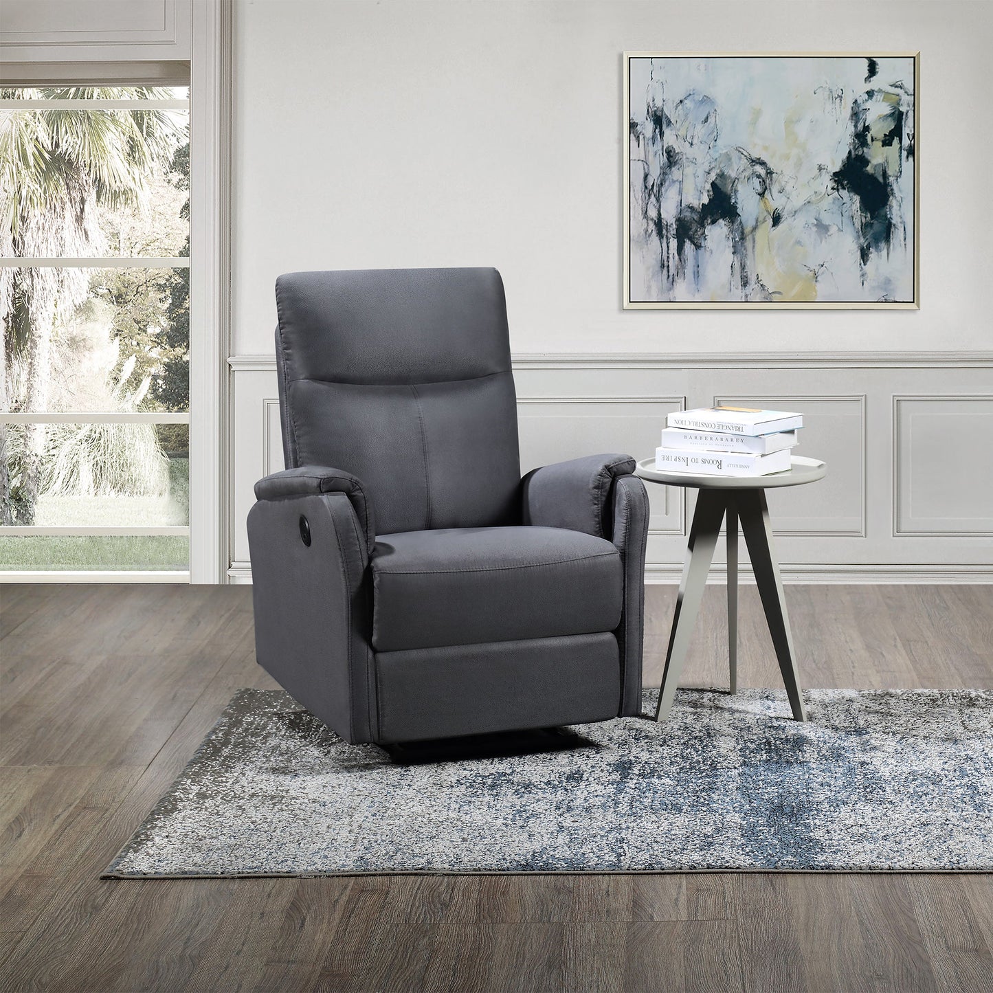 Grey Fabric Recliner Chair with Plush Cushioning - 1st Choice Furniture Direct