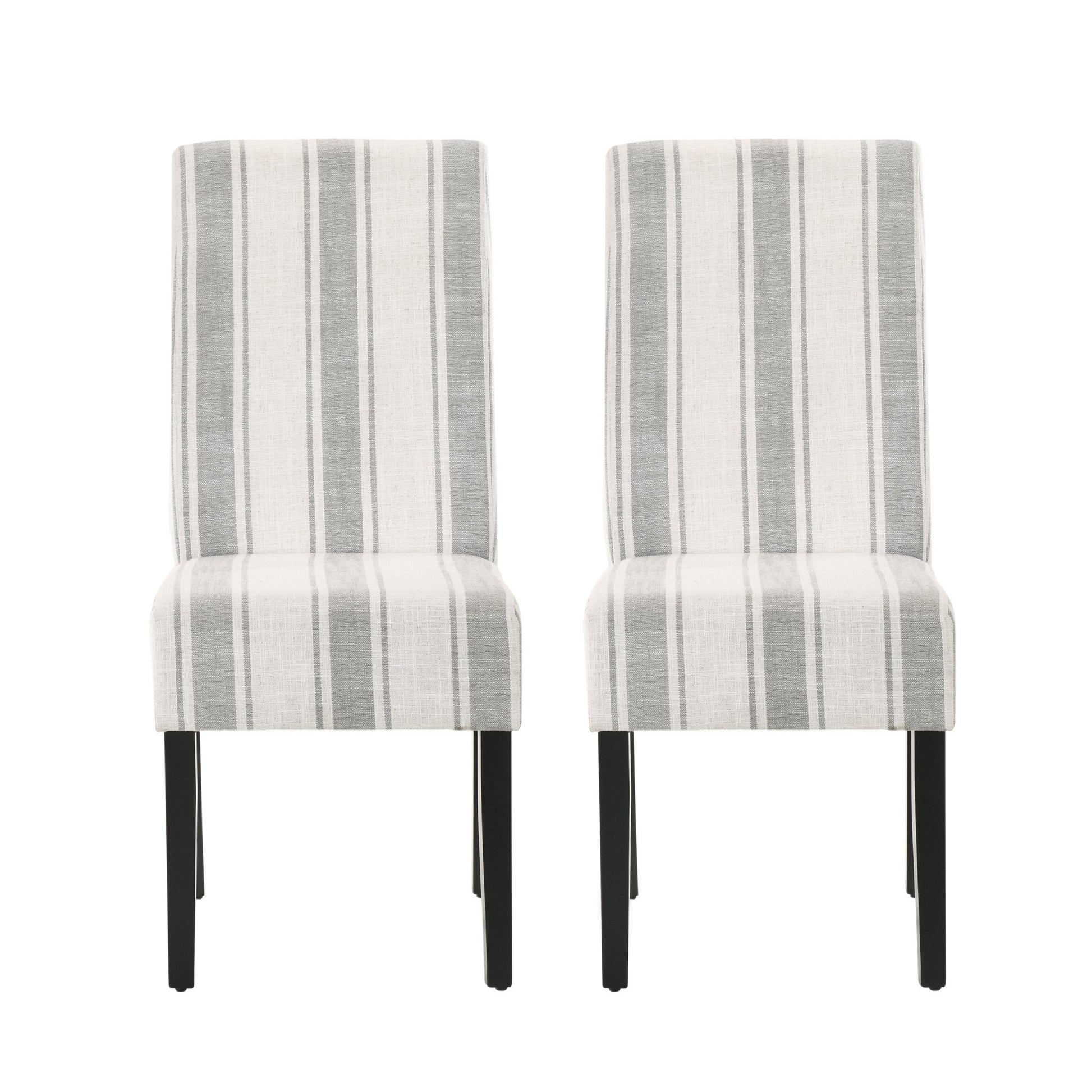 Grey Stripe Upholstered Dining Chairs Set of 2 - 1st Choice Furniture Direct