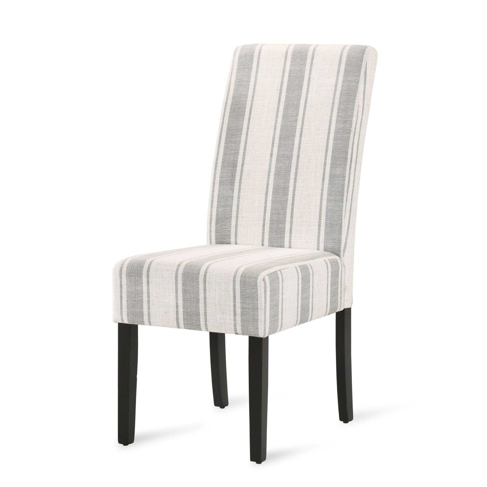 Grey Stripe Upholstered Dining Chairs Set of 2 - 1st Choice Furniture Direct