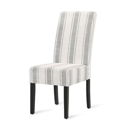 Grey Stripe Upholstered Dining Chairs Set of 2 - 1st Choice Furniture Direct