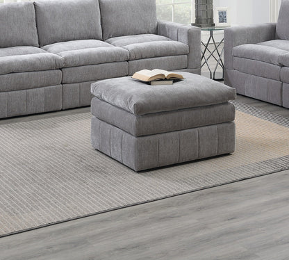 Grey Suede Modular Ottoman – Contemporary Plush Cushion Footrest Stool - 1st Choice Furniture Direct