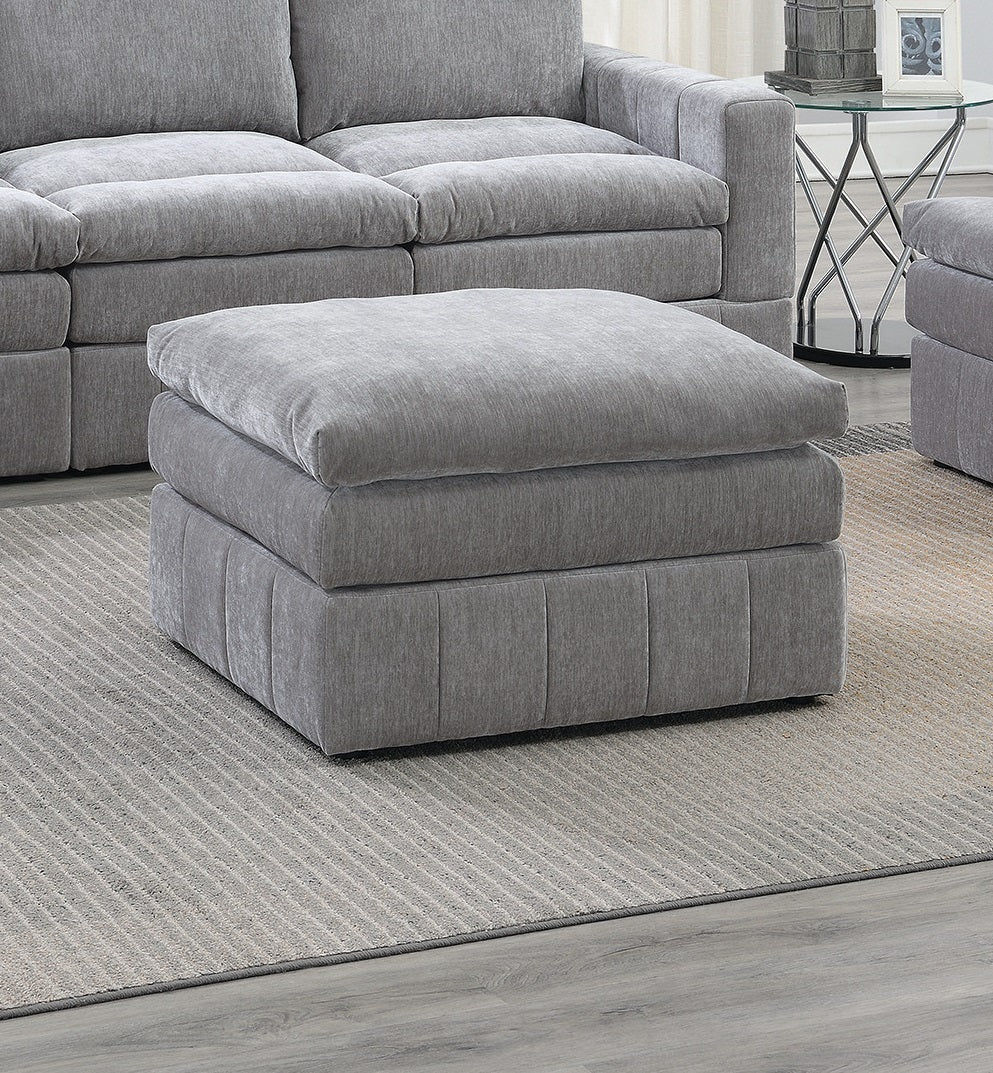 Grey Suede Modular Ottoman – Contemporary Plush Cushion Footrest Stool - 1st Choice Furniture Direct