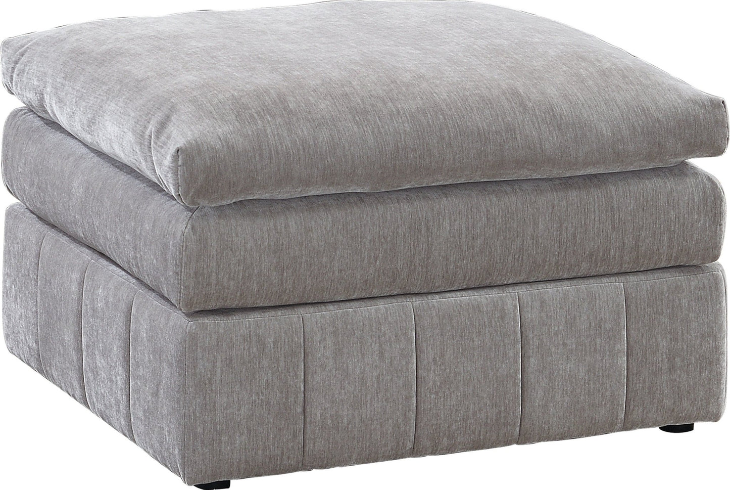 Grey Suede Modular Ottoman – Contemporary Plush Cushion Footrest Stool - 1st Choice Furniture Direct