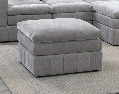 Grey Suede Modular Ottoman – Contemporary Plush Cushion Footrest Stool - 1st Choice Furniture Direct