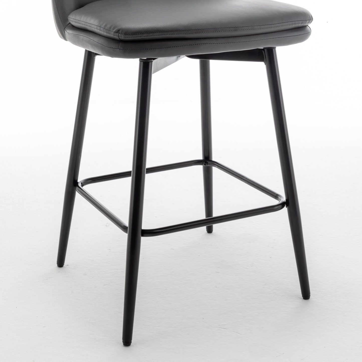 Grey Swivel Counter Height Bar Stools Set of 2 | Upholstered Faux Leather Chairs (26”) - 1st Choice Furniture Direct