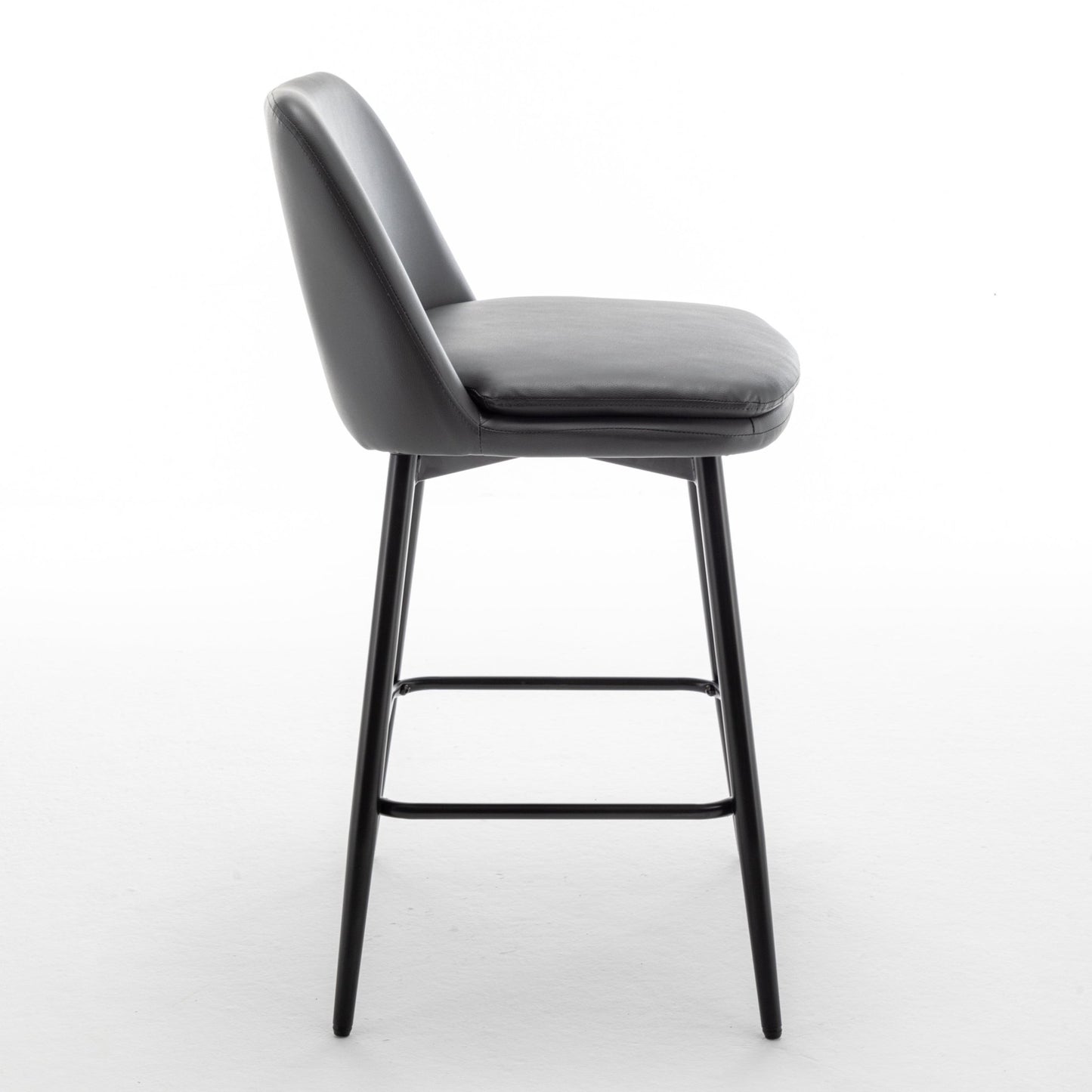 Grey Swivel Counter Height Bar Stools Set of 2 | Upholstered Faux Leather Chairs (26”) - 1st Choice Furniture Direct
