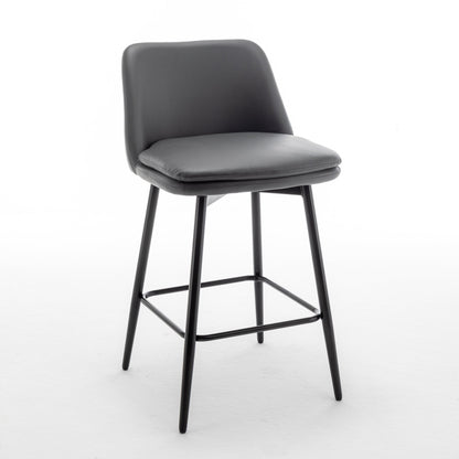 Grey Swivel Counter Height Bar Stools Set of 2 | Upholstered Faux Leather Chairs (26”) - 1st Choice Furniture Direct