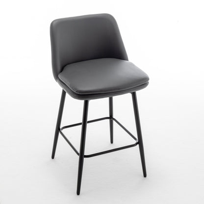 Grey Swivel Counter Height Bar Stools Set of 2 | Upholstered Faux Leather Chairs (26”) - 1st Choice Furniture Direct