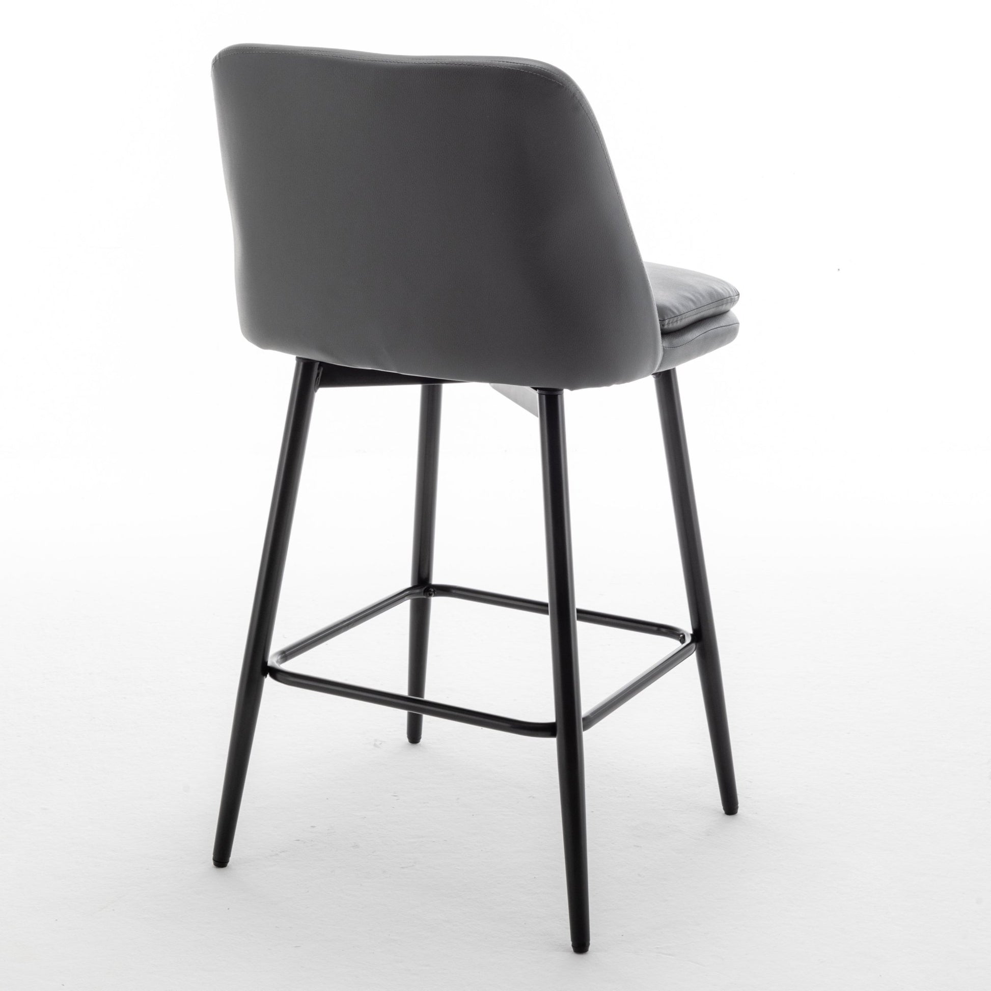 Grey Swivel Counter Height Bar Stools Set of 2 | Upholstered Faux Leather Chairs (26”) - 1st Choice Furniture Direct