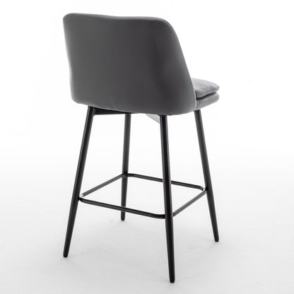 Grey Swivel Counter Height Bar Stools Set of 2 | Upholstered Faux Leather Chairs (26”) - 1st Choice Furniture Direct