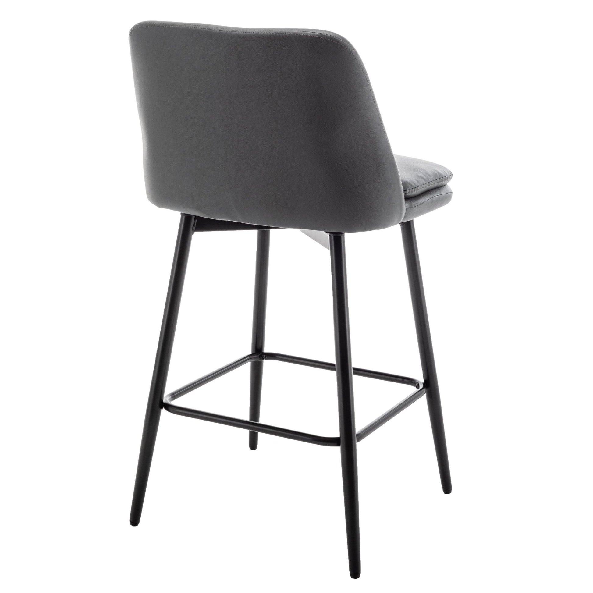 Grey Swivel Counter Height Bar Stools Set of 2 | Upholstered Faux Leather Chairs (26”) - 1st Choice Furniture Direct