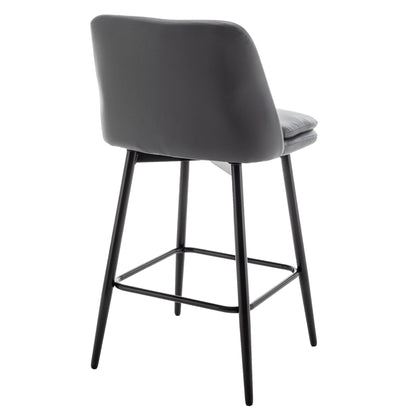 Grey Swivel Counter Height Bar Stools Set of 2 | Upholstered Faux Leather Chairs (26”) - 1st Choice Furniture Direct