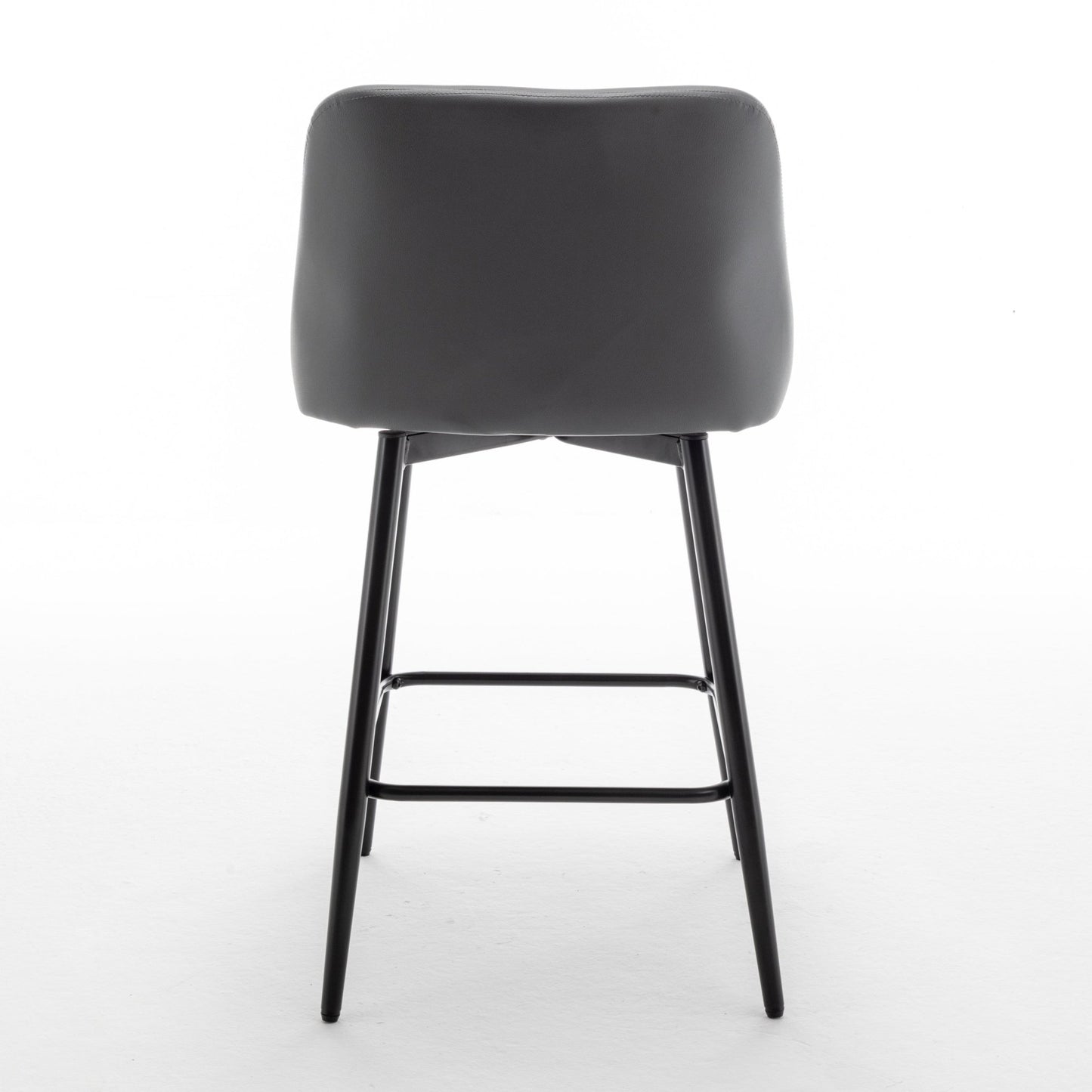 Grey Swivel Counter Height Bar Stools Set of 2 | Upholstered Faux Leather Chairs (26”) - 1st Choice Furniture Direct