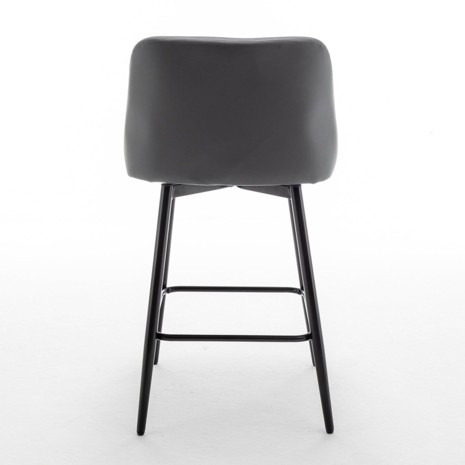 Grey Swivel Counter Height Bar Stools Set of 2 | Upholstered Faux Leather Chairs (26”) - 1st Choice Furniture Direct