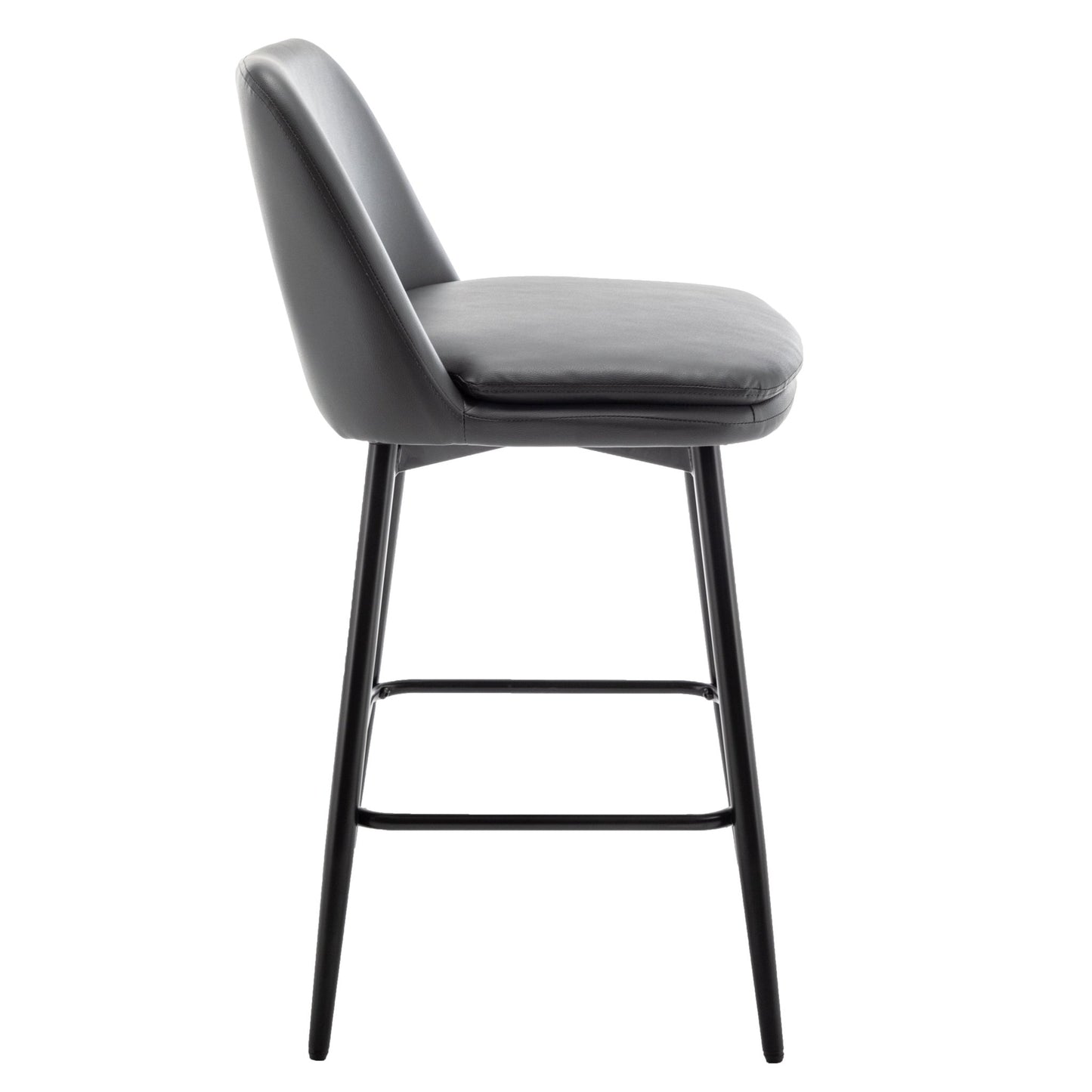 Grey Swivel Counter Height Bar Stools Set of 2 | Upholstered Faux Leather Chairs (26”) - 1st Choice Furniture Direct