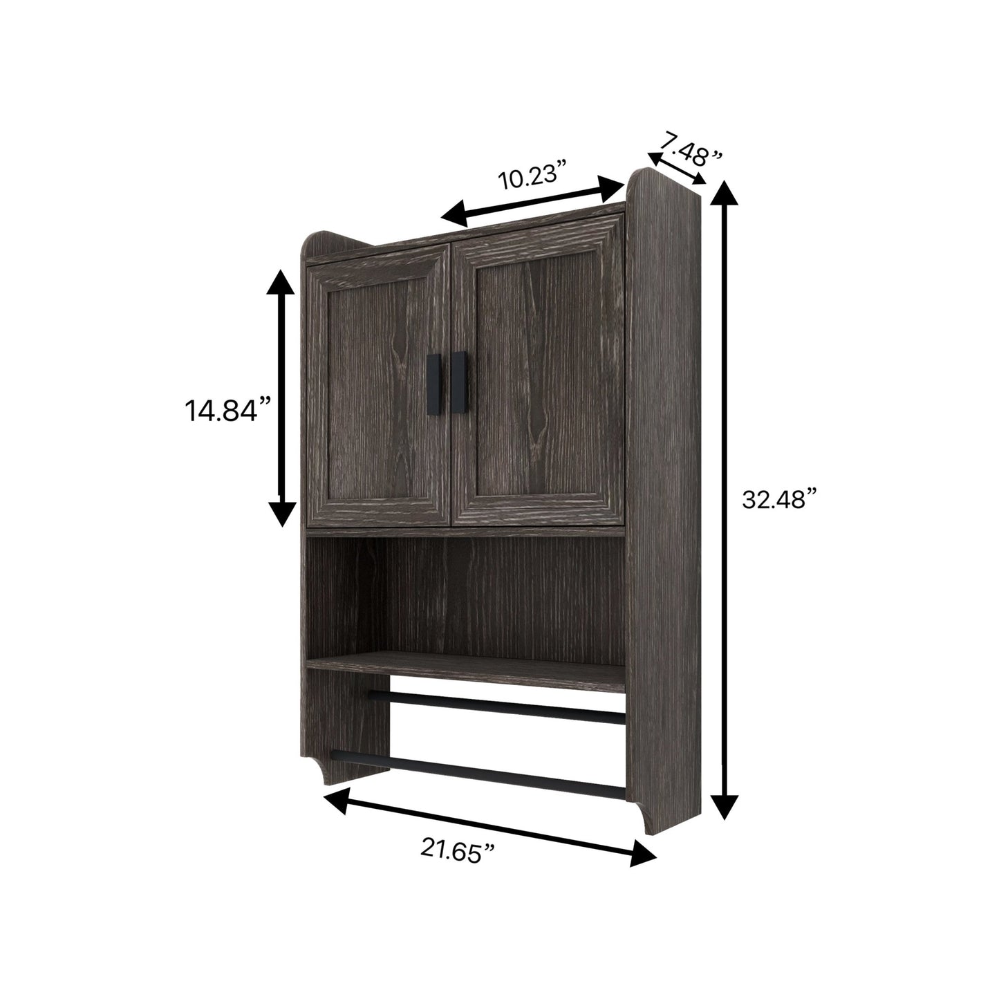 Grey Wall Mounted Bathroom Cabinet – Rustic Medicine Cabinet with Towel Rack - 1st Choice Furniture Direct
