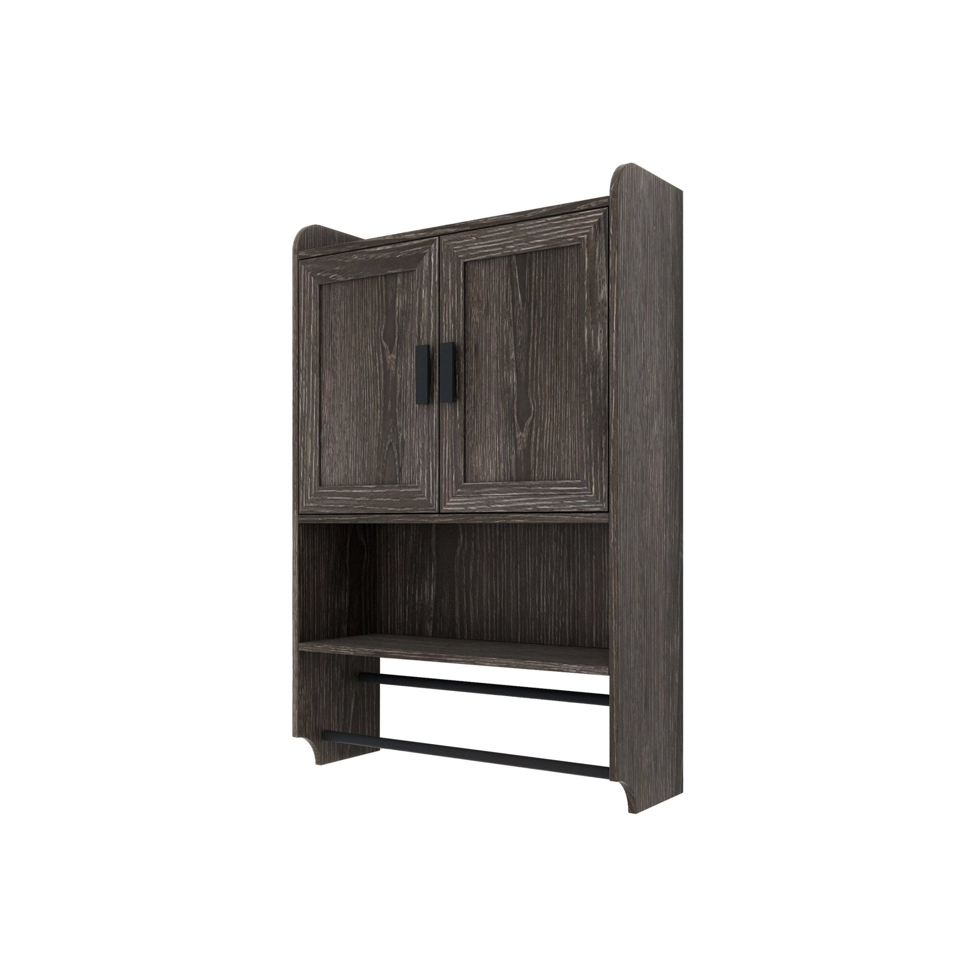 Grey Wall Mounted Bathroom Cabinet – Rustic Medicine Cabinet with Towel Rack - 1st Choice Furniture Direct