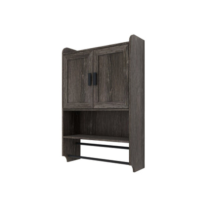 Grey Wall Mounted Bathroom Cabinet – Rustic Medicine Cabinet with Towel Rack - 1st Choice Furniture Direct