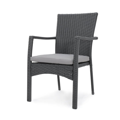 Grey Wicker Outdoor Dining Chairs with Water-Resistant Cushions - 1st Choice Furniture Direct