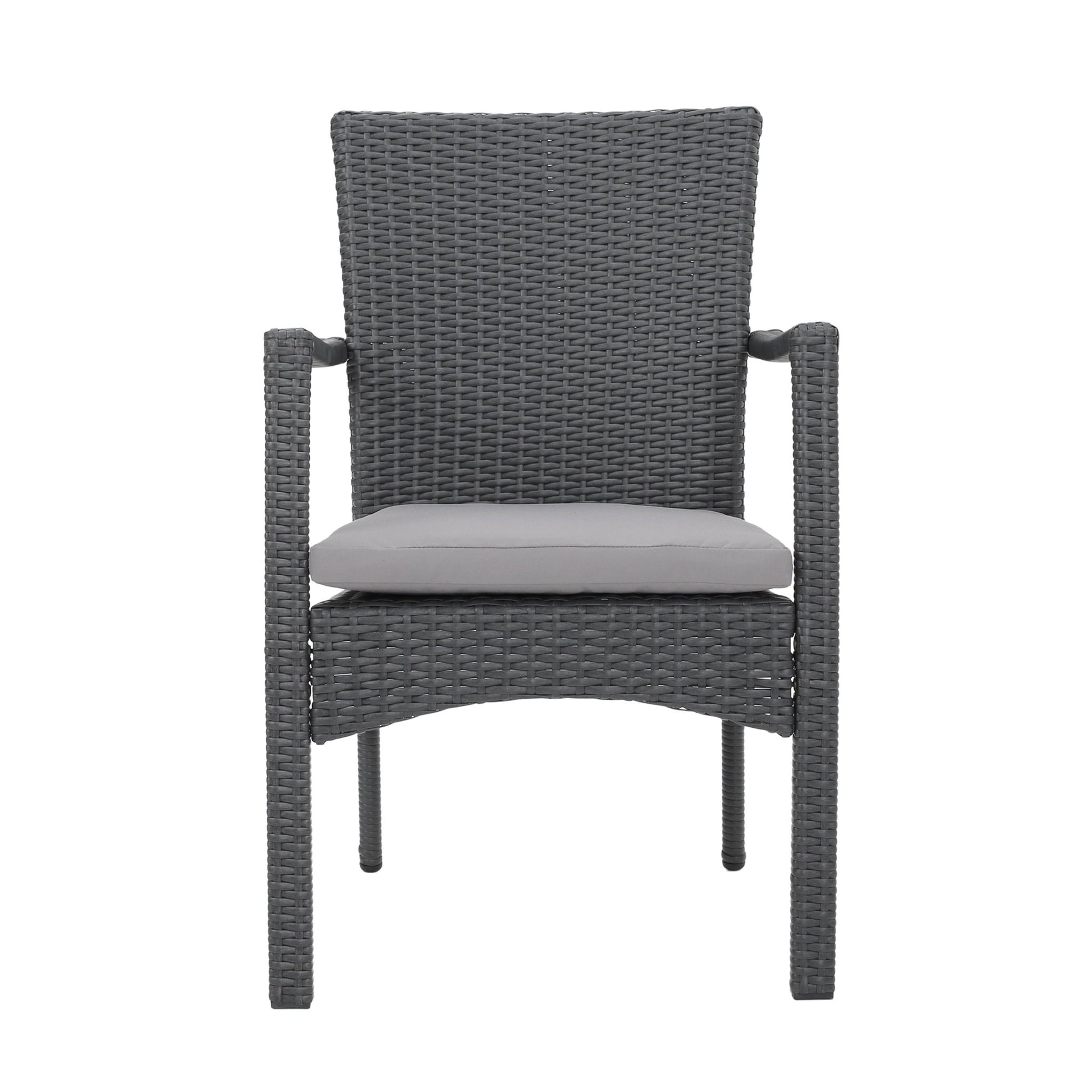 Grey Wicker Outdoor Dining Chairs with Water-Resistant Cushions - 1st Choice Furniture Direct