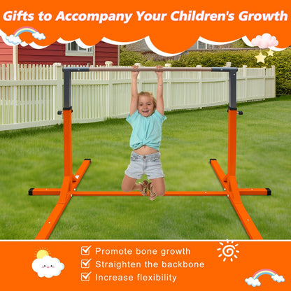 Gymnastics Bar for Kids, Adjustable Height Gym Bar, Junior Training Kip Bar for Home, Built for kids 3+ Years Orange - 1st Choice Furniture Direct
