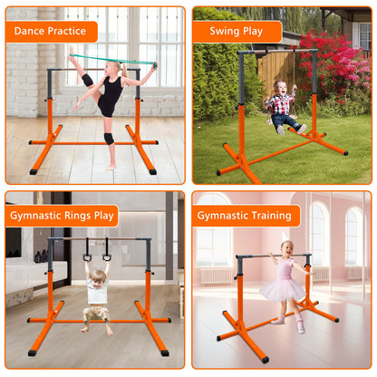Gymnastics Bar for Kids, Adjustable Height Gym Bar, Junior Training Kip Bar for Home, Built for kids 3+ Years Orange - 1st Choice Furniture Direct