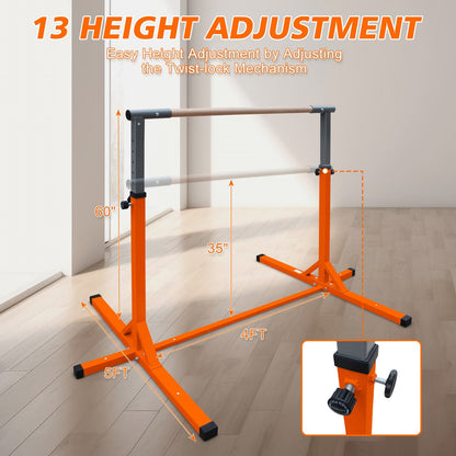 Gymnastics Bar for Kids, Adjustable Height Gym Bar, Junior Training Kip Bar for Home, Built for kids 3+ Years Orange - 1st Choice Furniture Direct