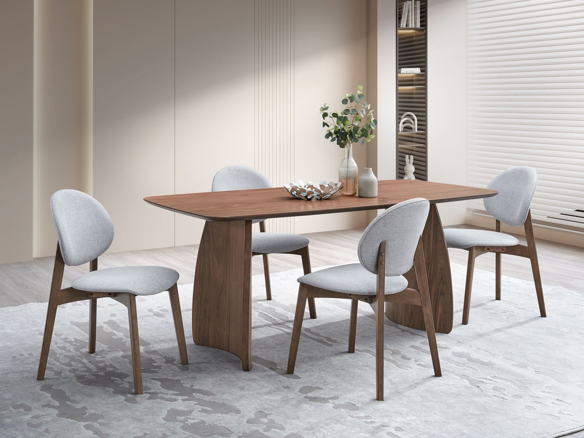 Hadasa Walnut & Light Gray Finish 5PCs Dining Room Set - 1st Choice Furniture Direct
