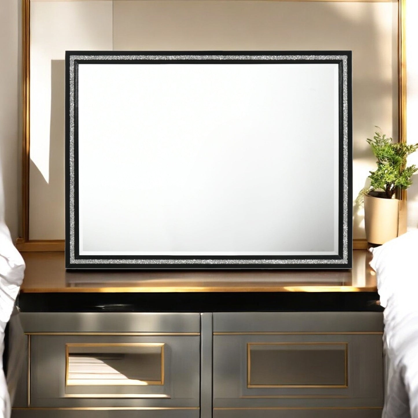 Haiden Weathered Black Finish Mirror - 1st Choice Furniture Direct