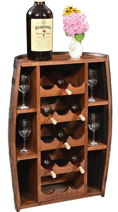 Half Whiskey Barrel Wine Buffet Cabinet with Bottle Storage - 1st Choice Furniture Direct