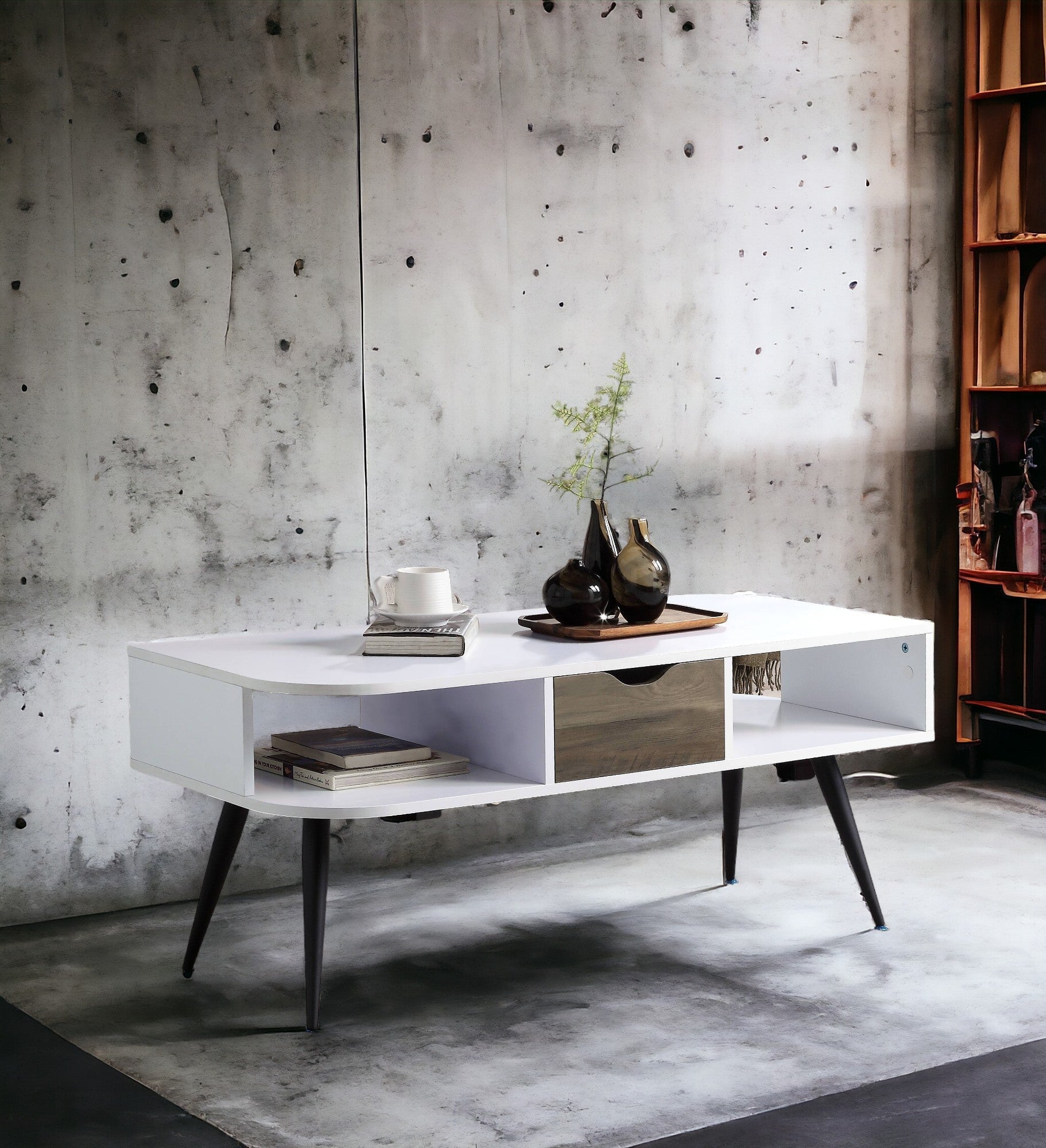 Halima White & Black Finish Coffee Table - 1st Choice Furniture Direct